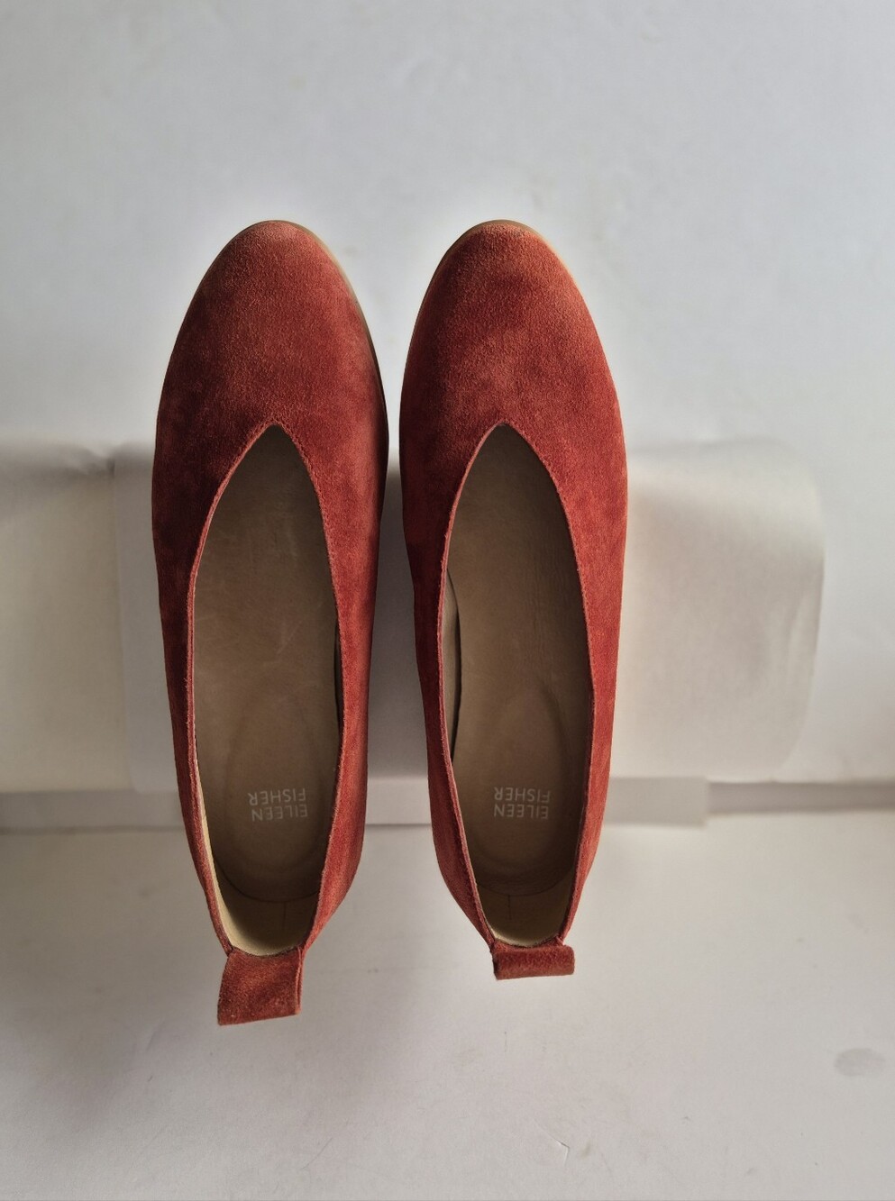 Eileen Fisher Humor Rust Suede Ballet Flats 9 Lagenlook Minimalist Academia